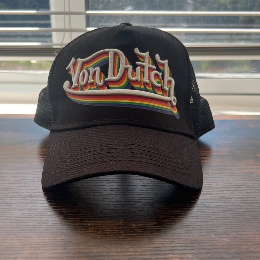 Von Dutch Black Cap with Rainbow Logo